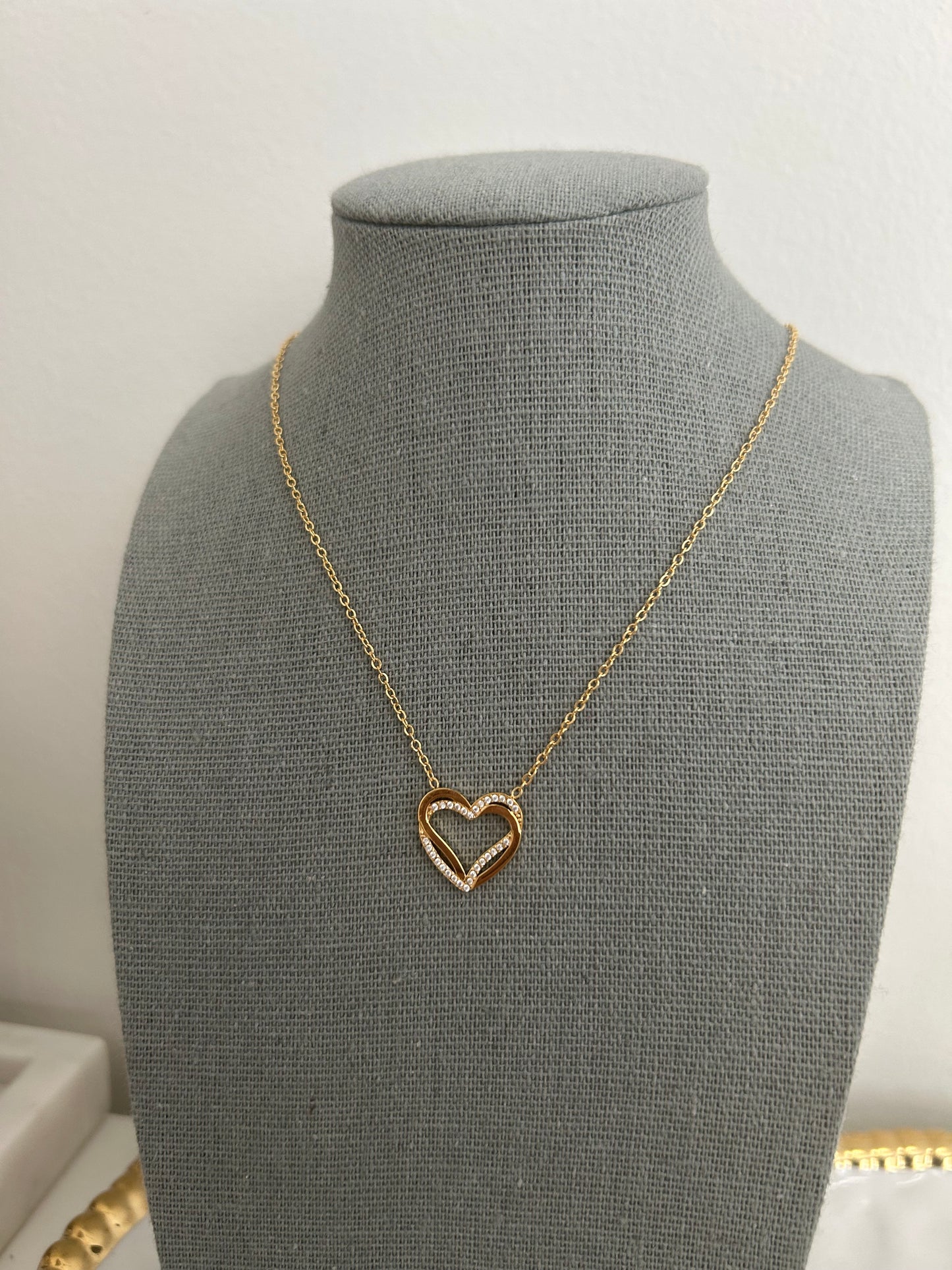 Vera necklace • Dainty Double Heart Necklace