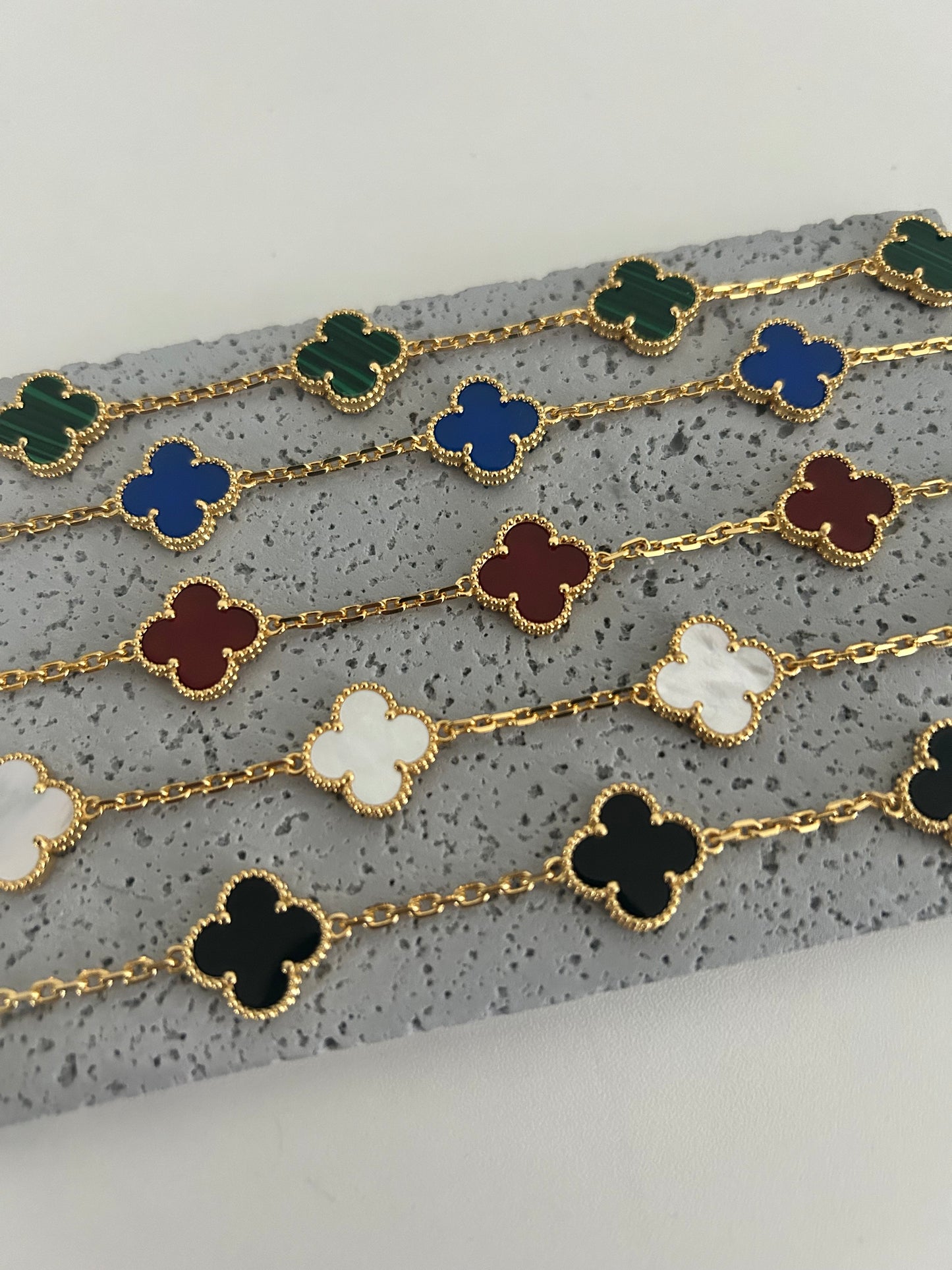 Anya bracelet • White four-leaf clover bracelet