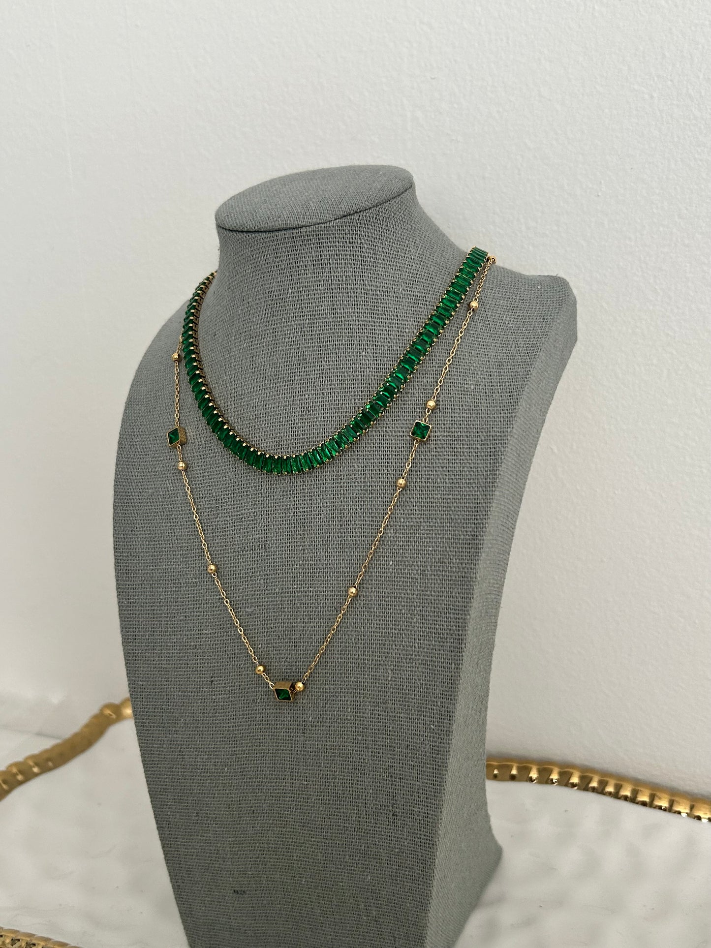 Kailyn Necklace • Dainty green stones necklace