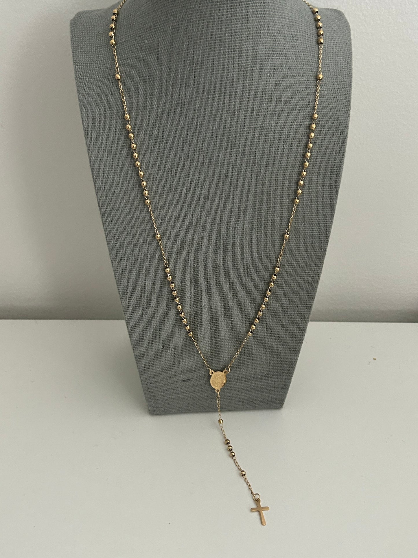 Cross religious gold Y necklace