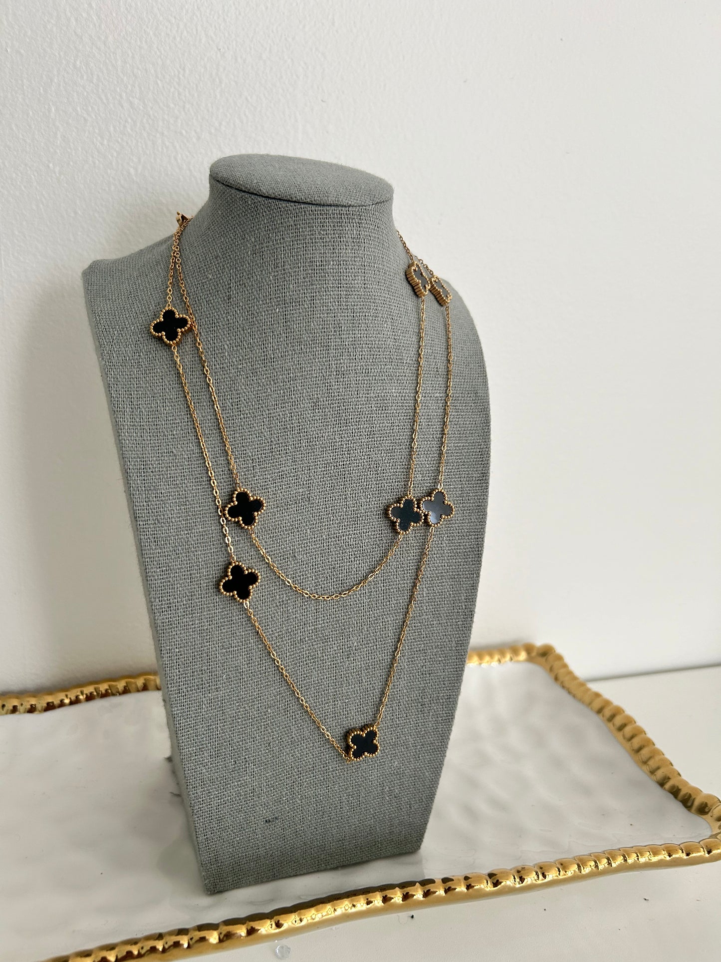 Miha Long Necklace • 34” all over lucky Clover Necklace