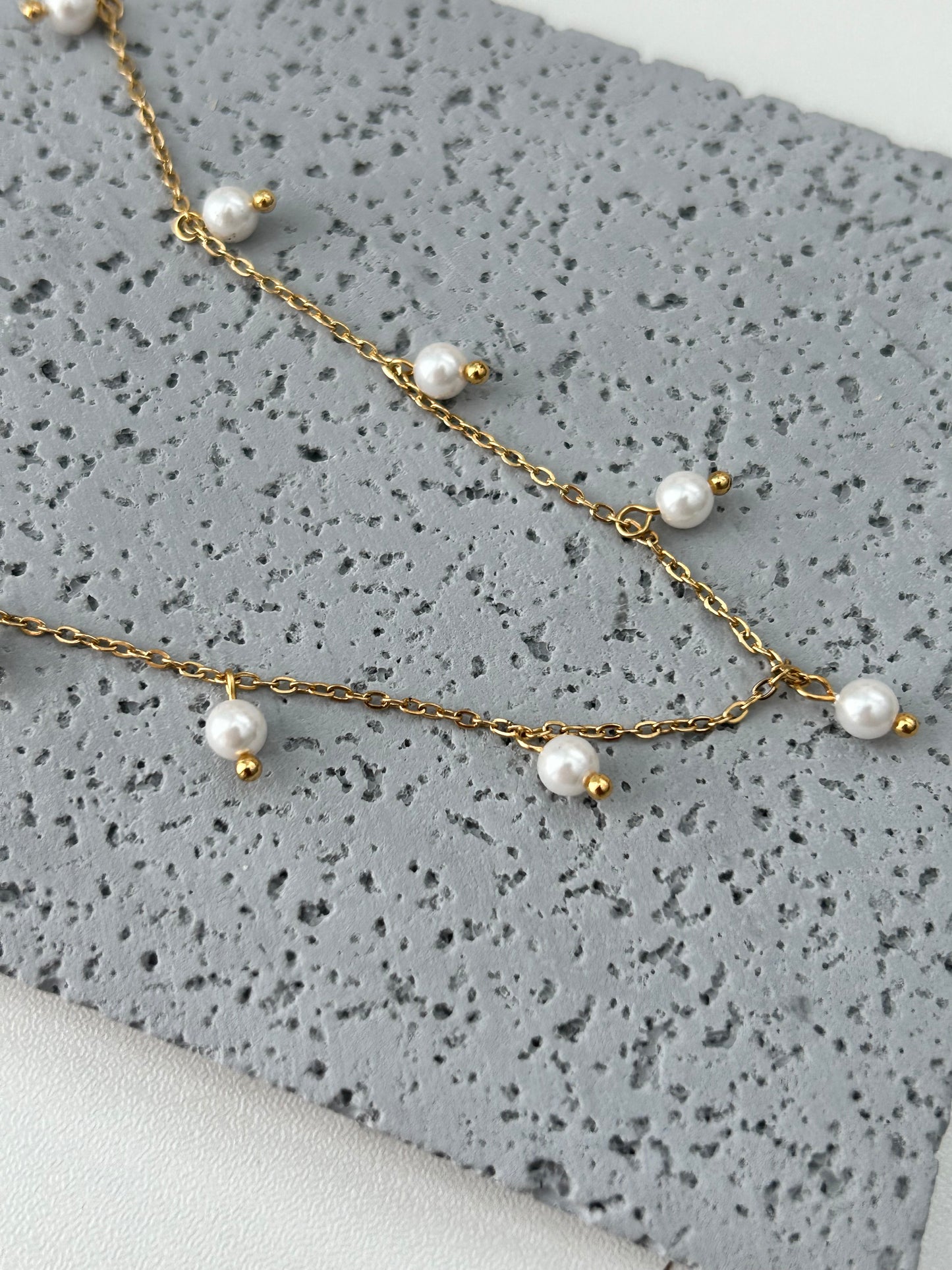 Simran Necklace • Pearl charm necklace