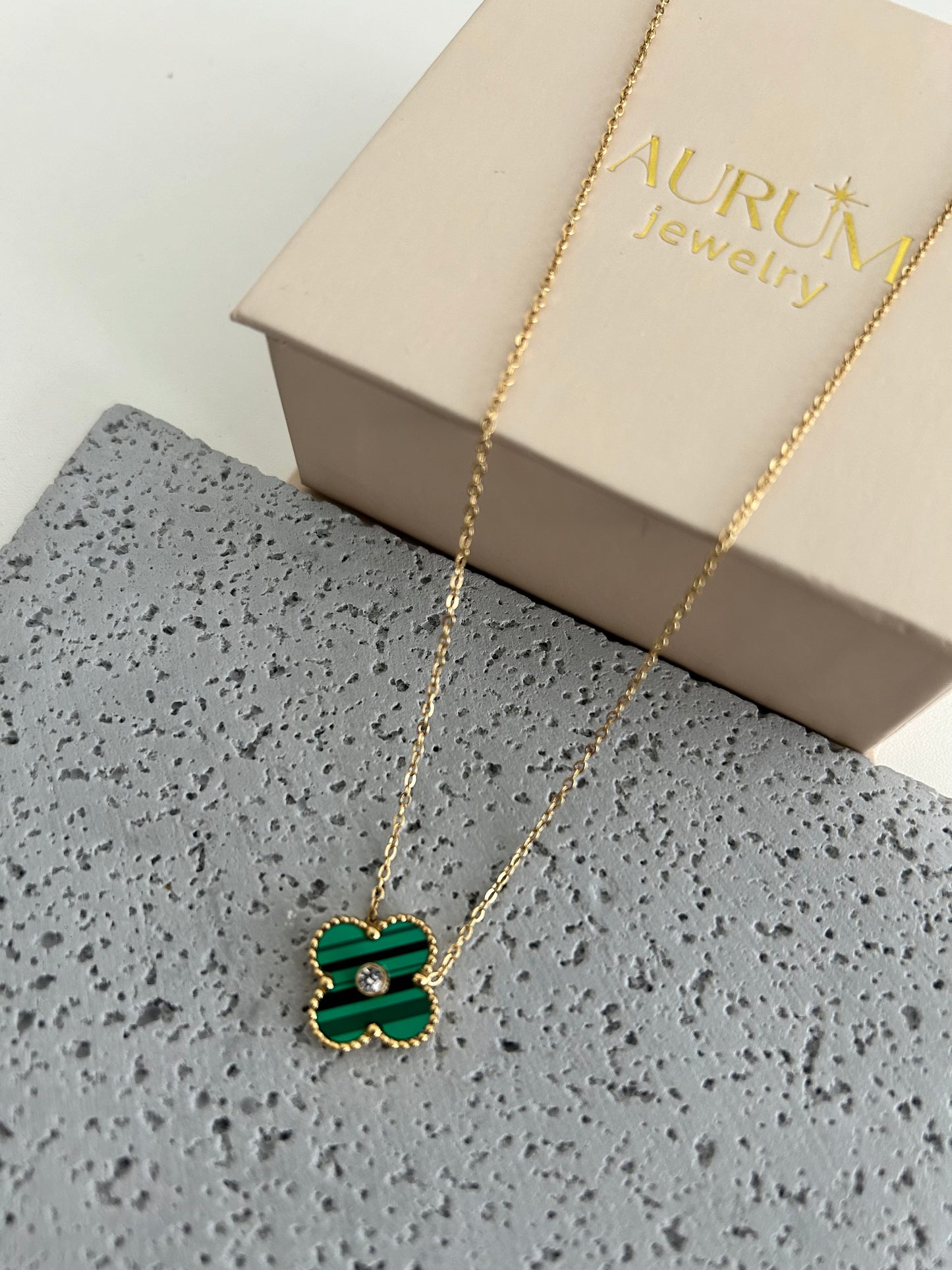 Ameera necklace • Four Leaf Clover Necklace with a Crystal