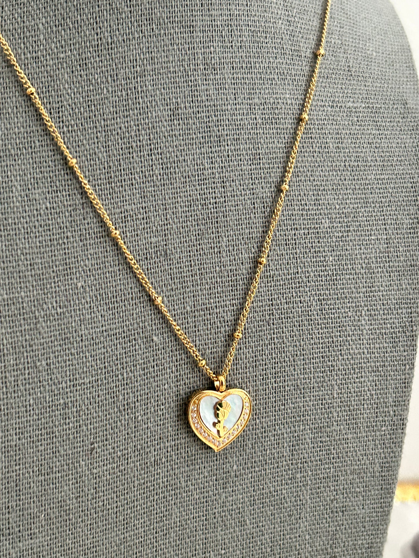 Belle necklace • Rose in a heart necklace