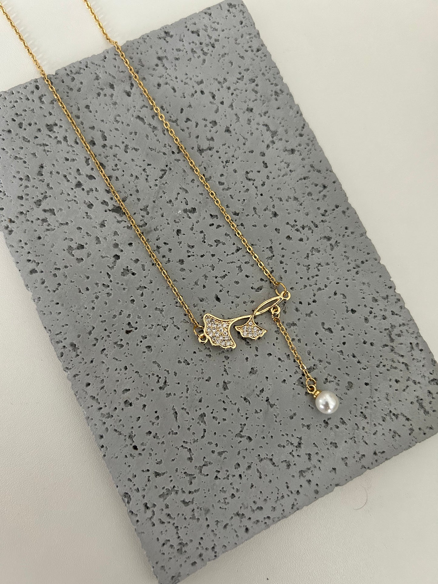 Larissa Necklace •  Delicate Floral Pearl Necklace