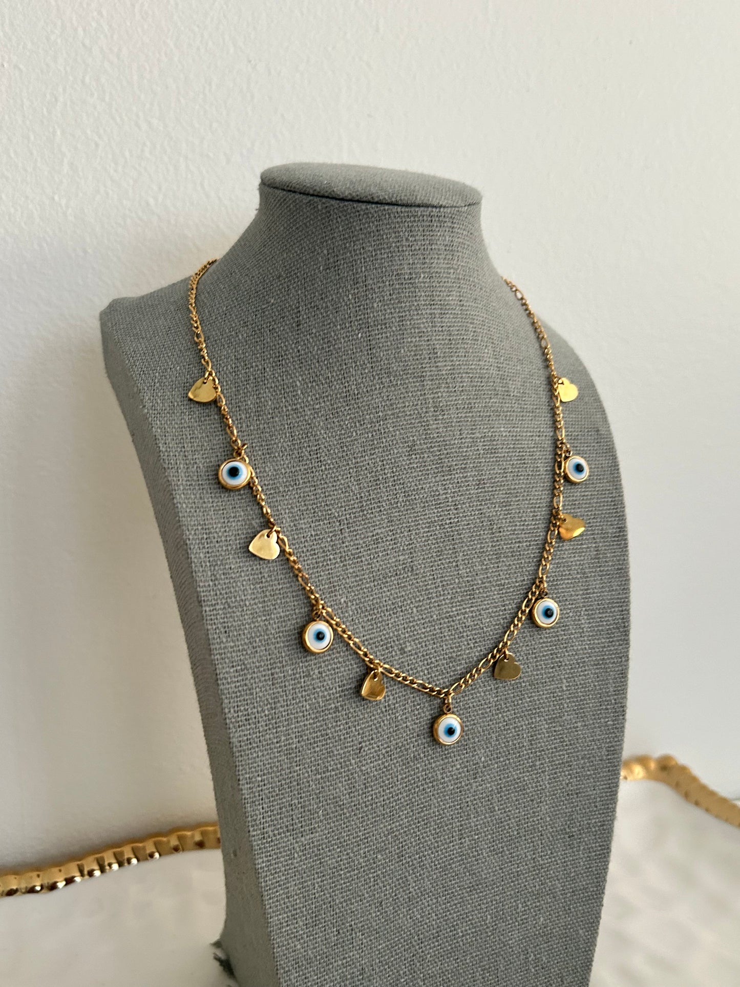 Ayma Necklace • Gold Evil Eye Charm necklace