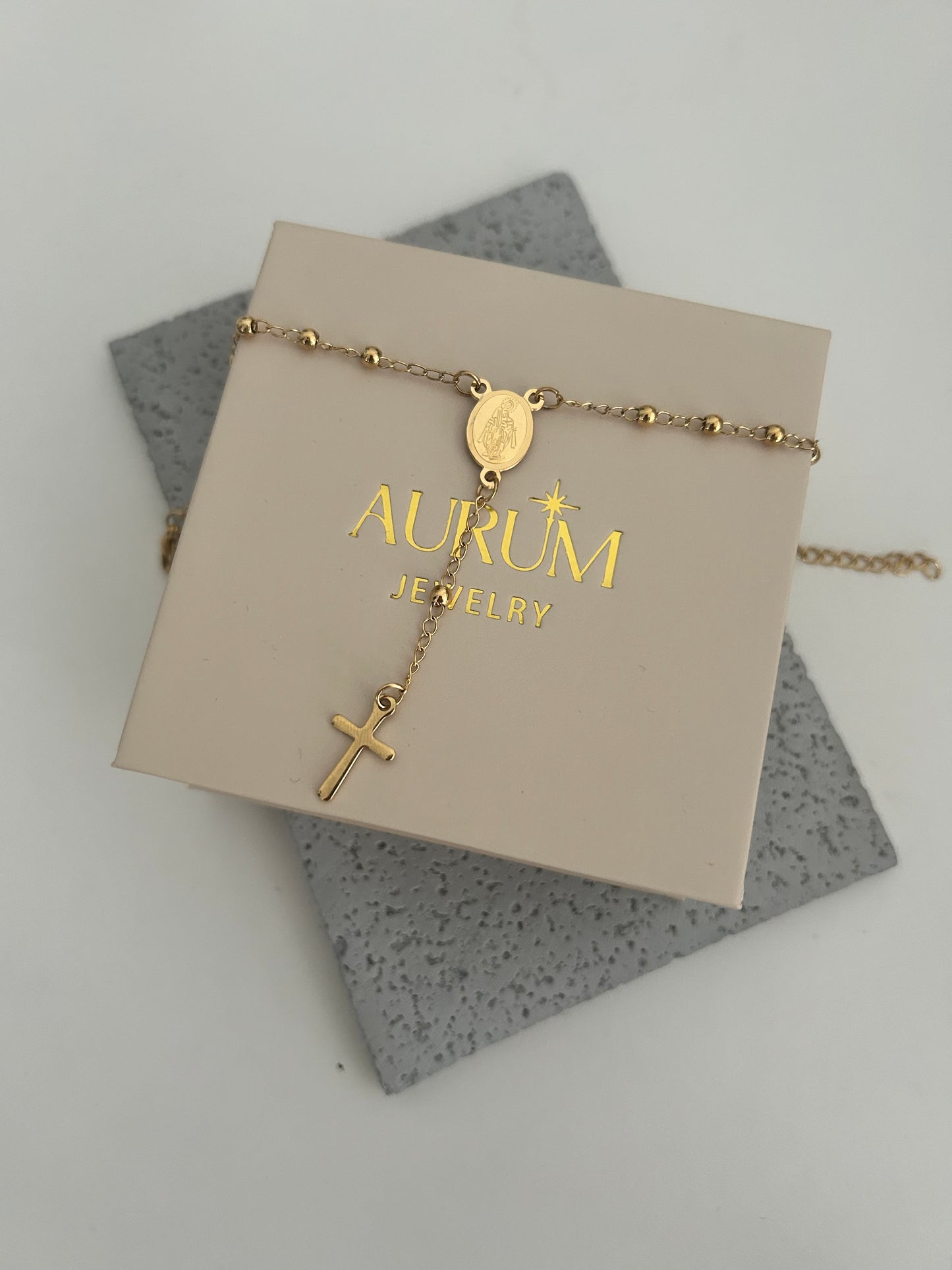 Cross religious gold bracelet