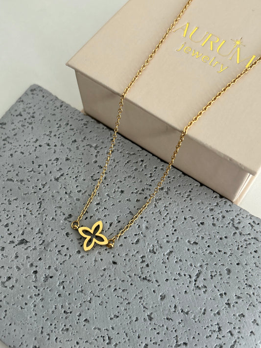 Priya necklace • Dainty Four Petals Gold Flower Necklace