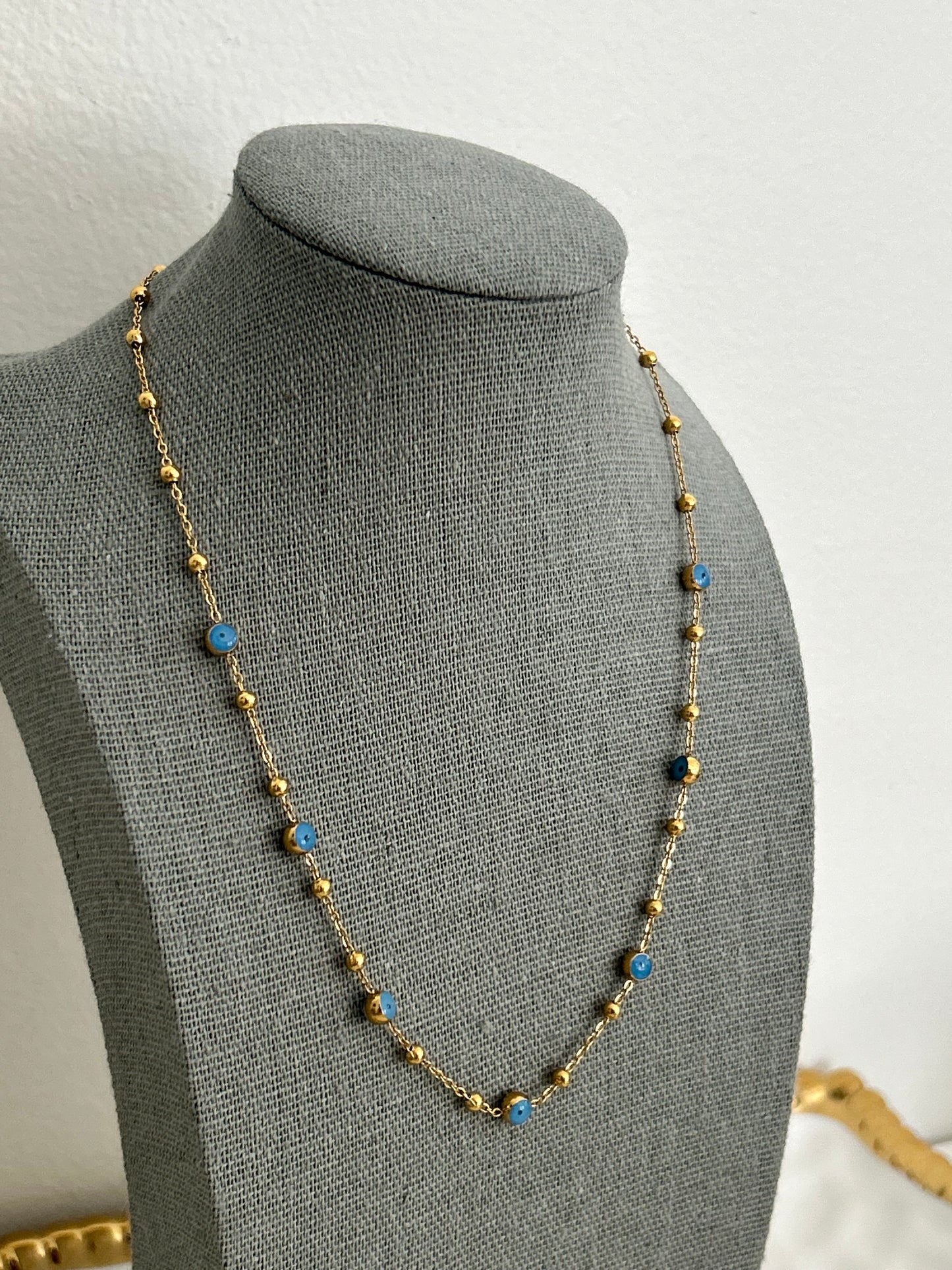 Raya necklace • Evil eye beaded gold necklace