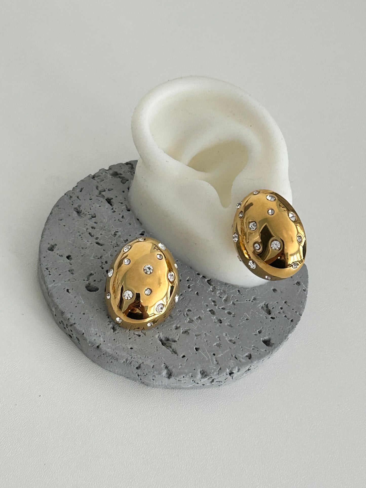 Latifa Earrings • Chunky oval shaped rhinestones earrings