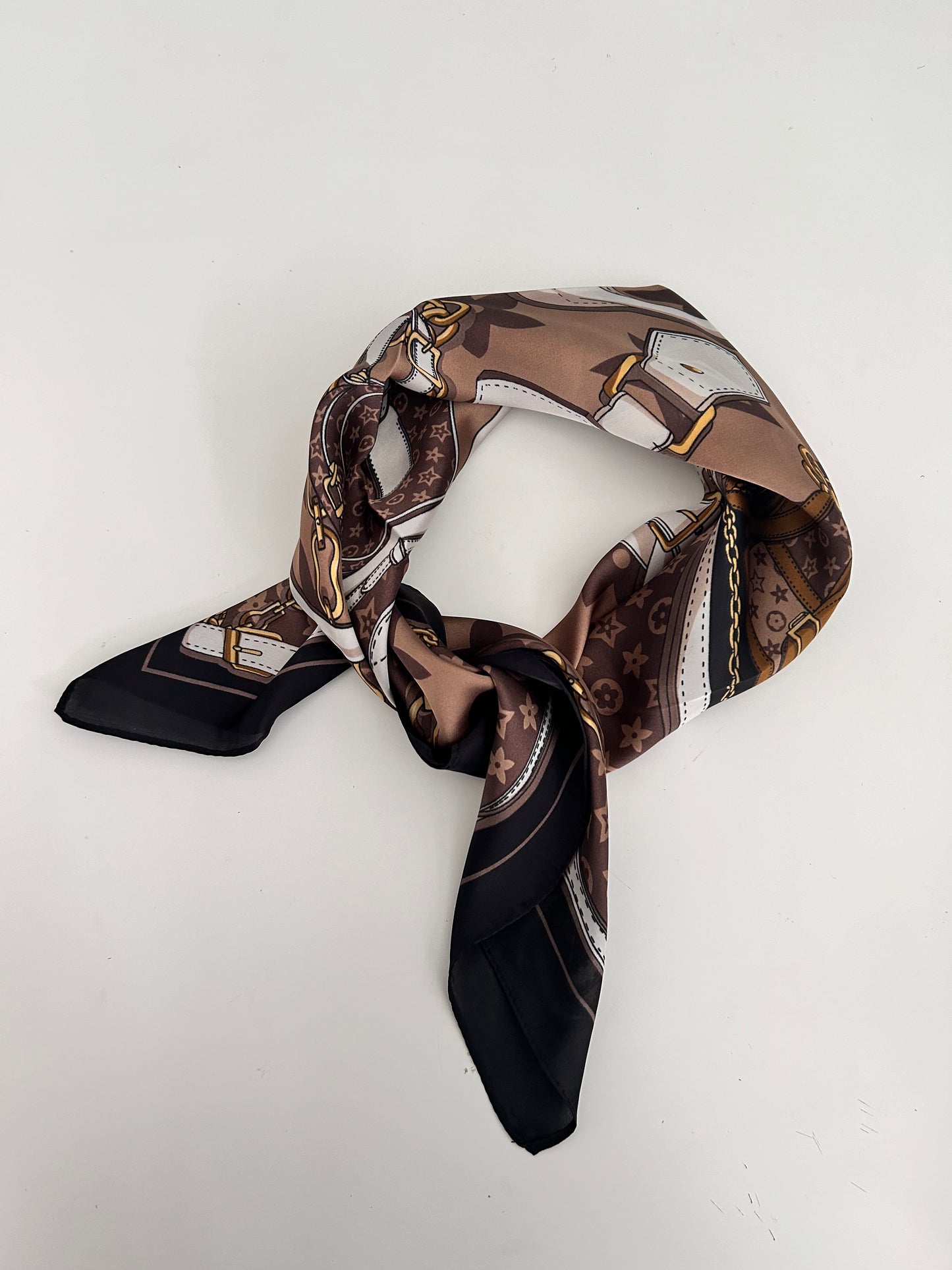 Brown bandana silk scarf