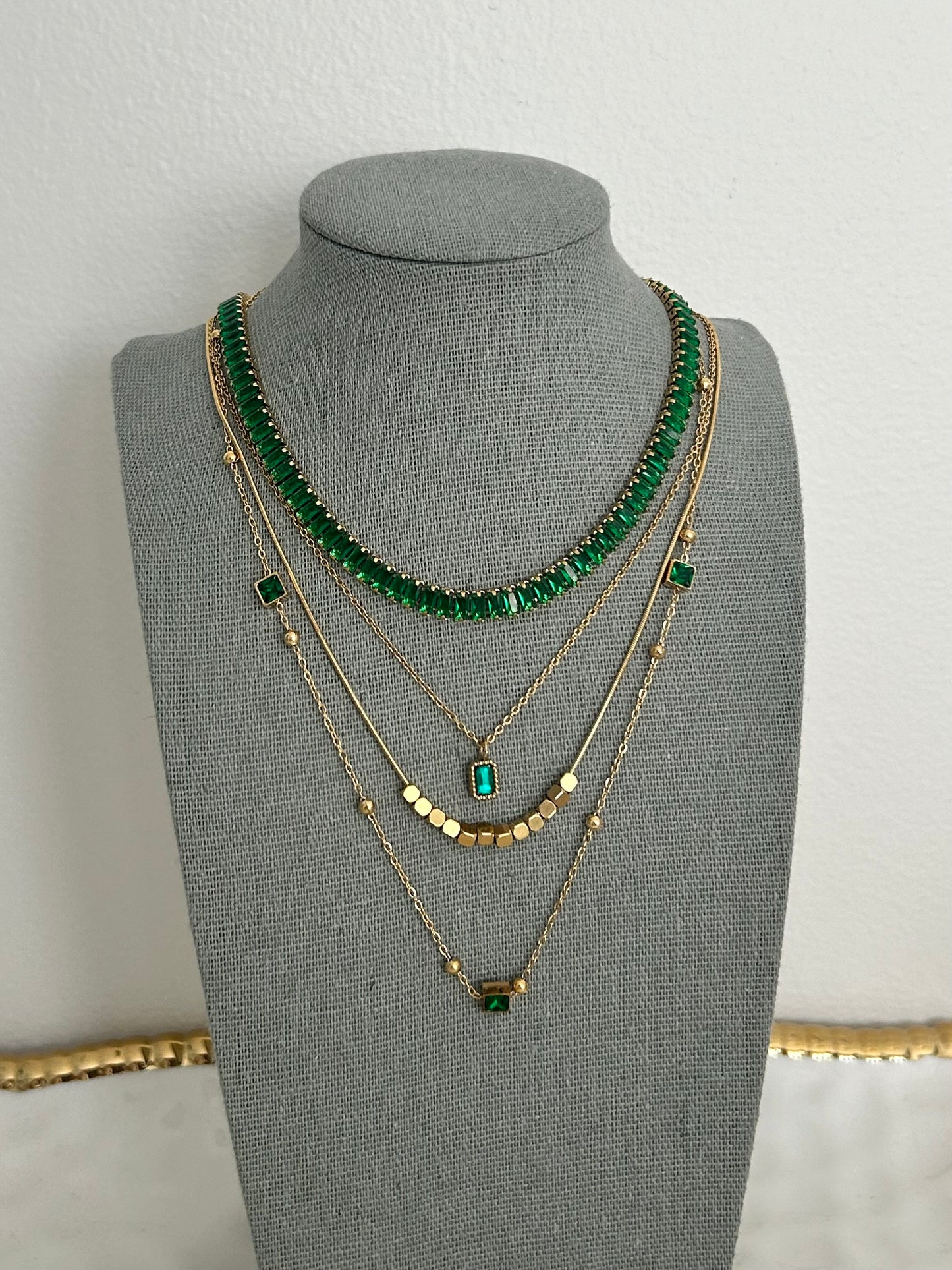 Kailyn Necklace • Dainty green stones necklace