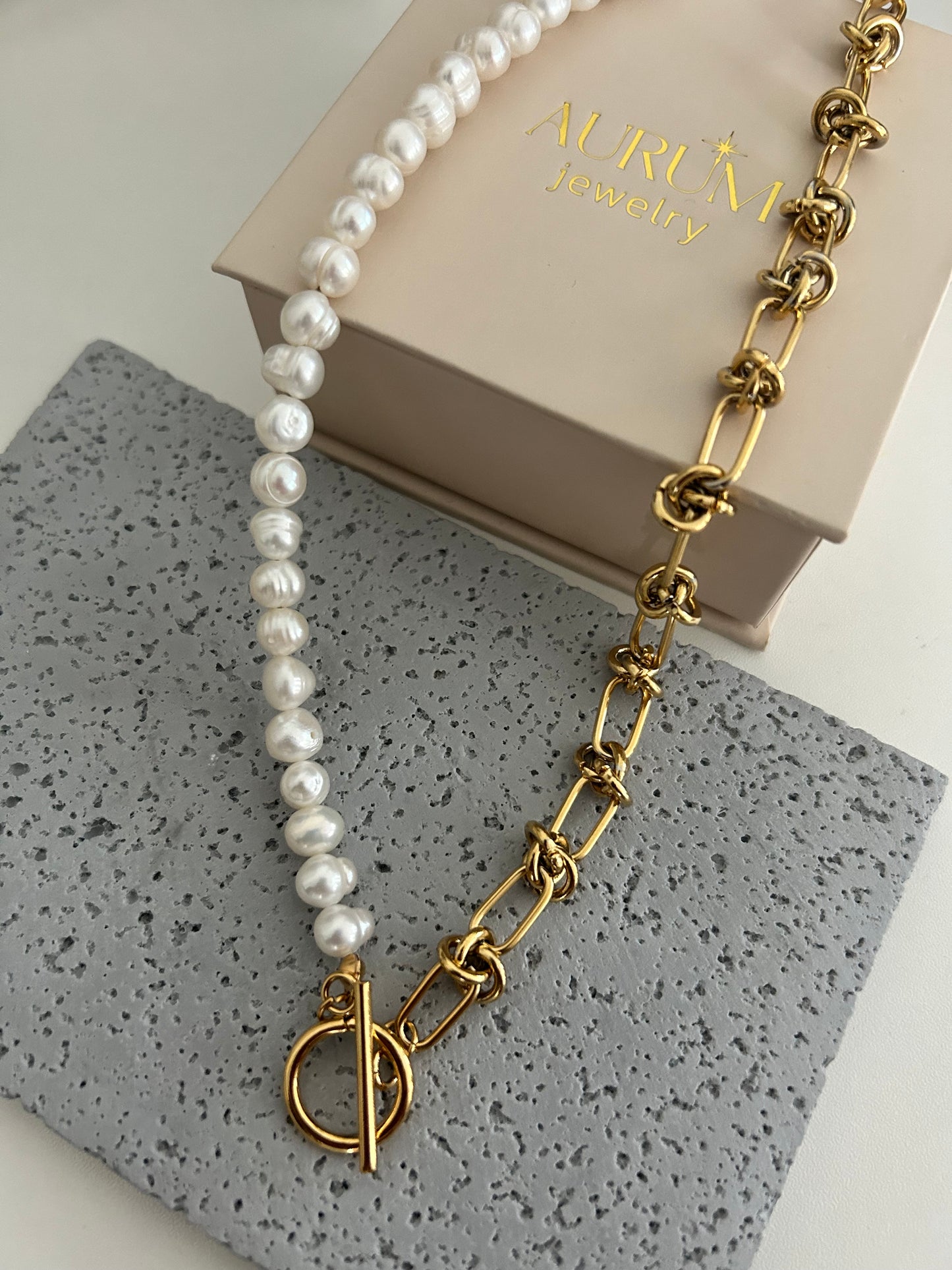 Dainty pearl knot necklace