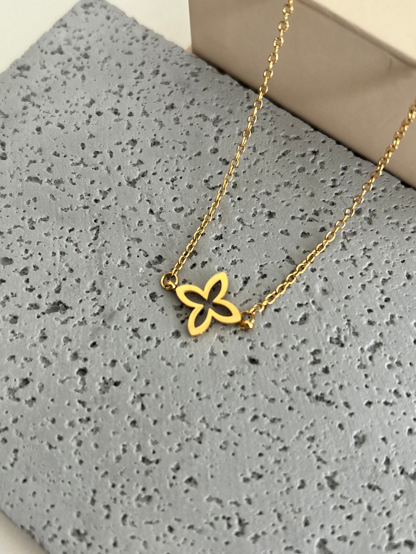 Priya necklace • Dainty Four Petals Gold Flower Necklace