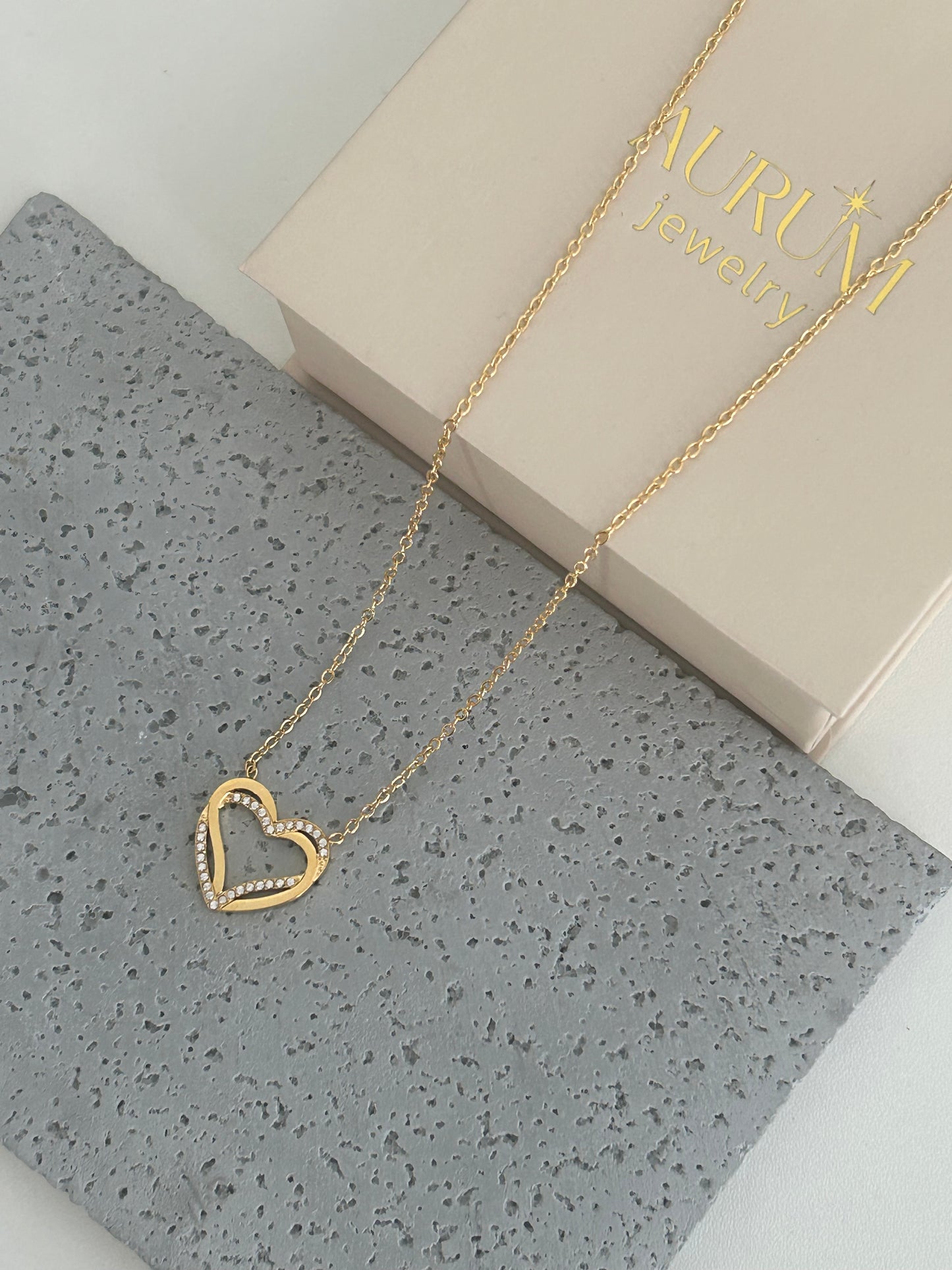 Vera necklace • Dainty Double Heart Necklace