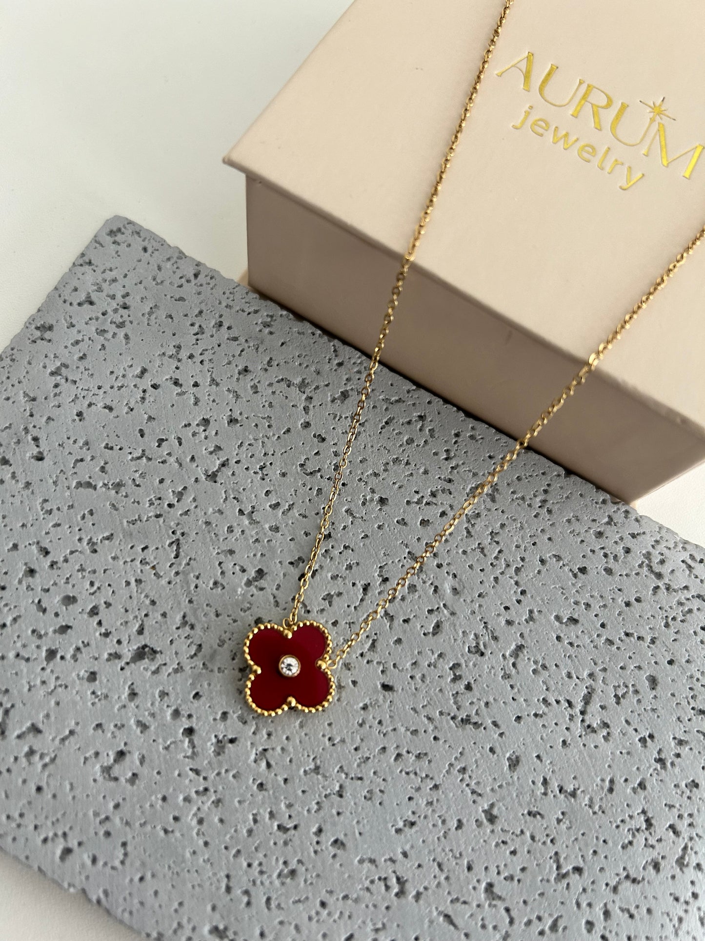 Ameera necklace • Four Leaf Clover Necklace with a Crystal