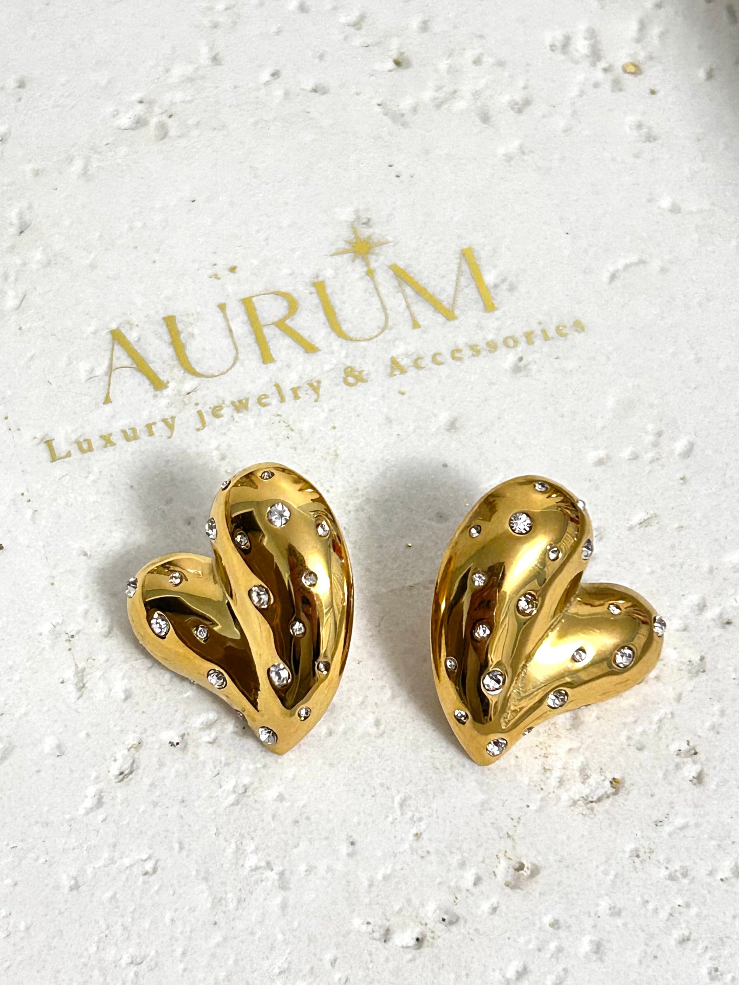 Azra Earrings • Chunky heart rhinestones earrings