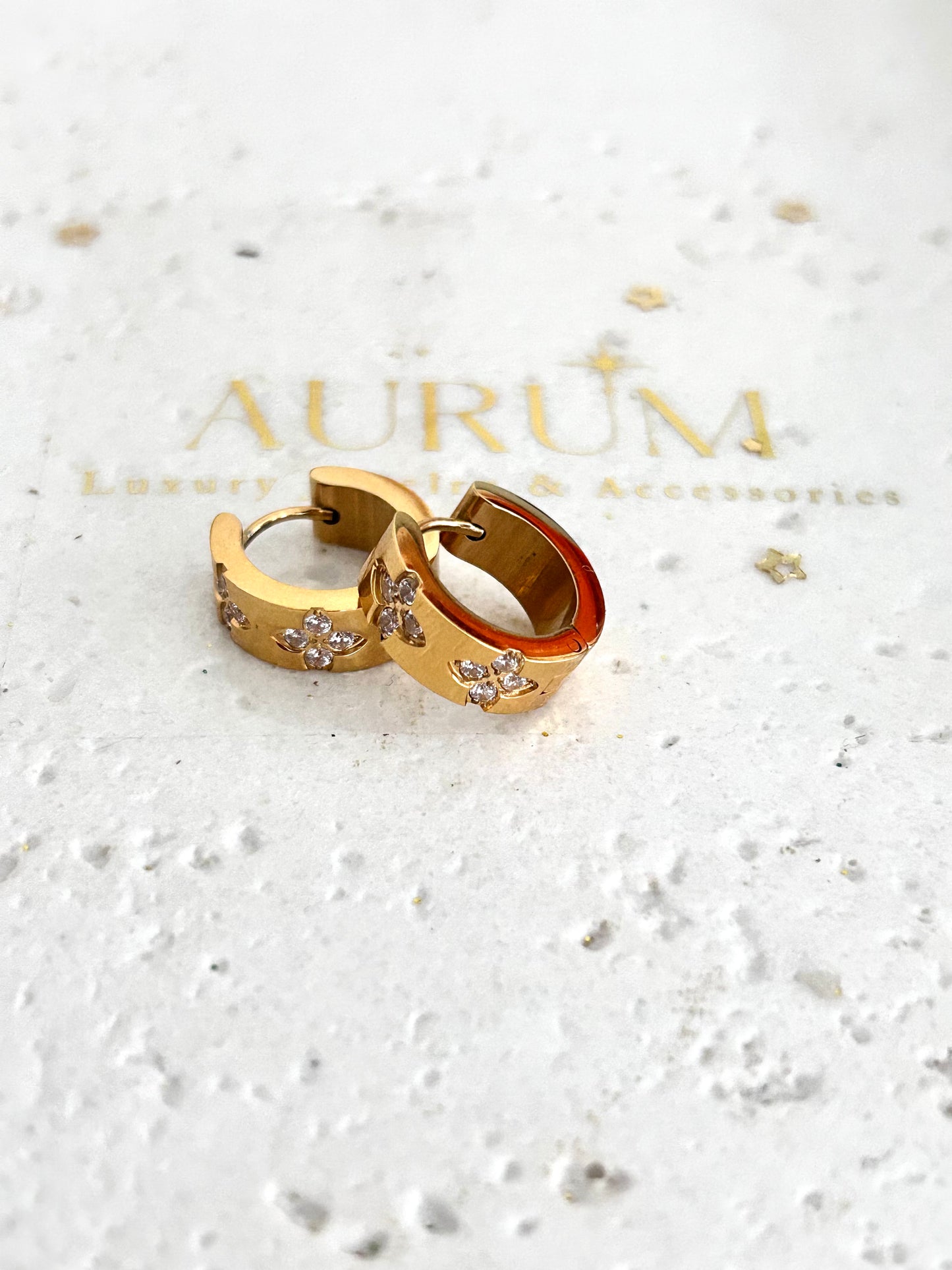 Aurum minimalist sparkle hoop earrins