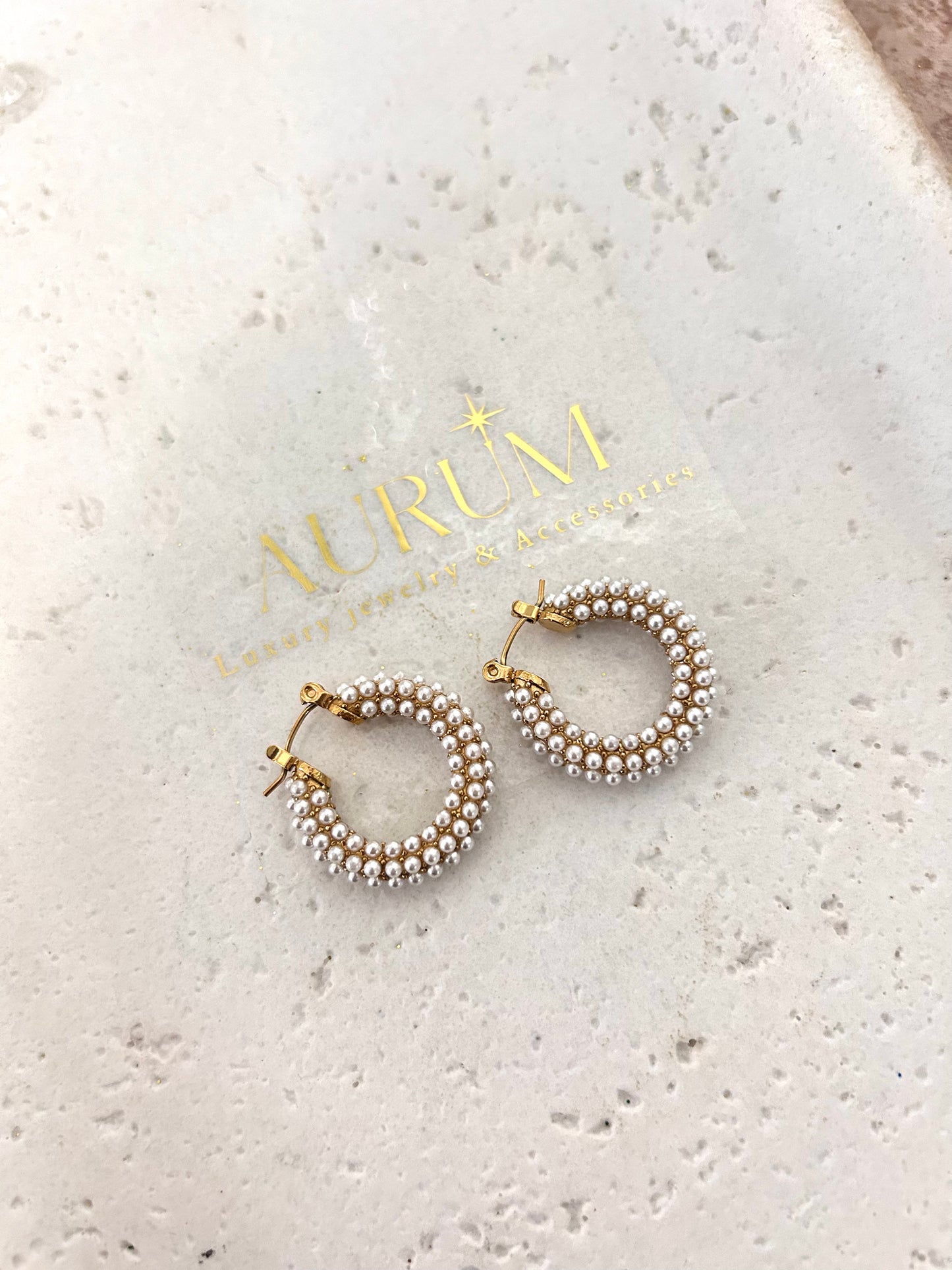 Angelika earrings • Pearl Hoop earrings