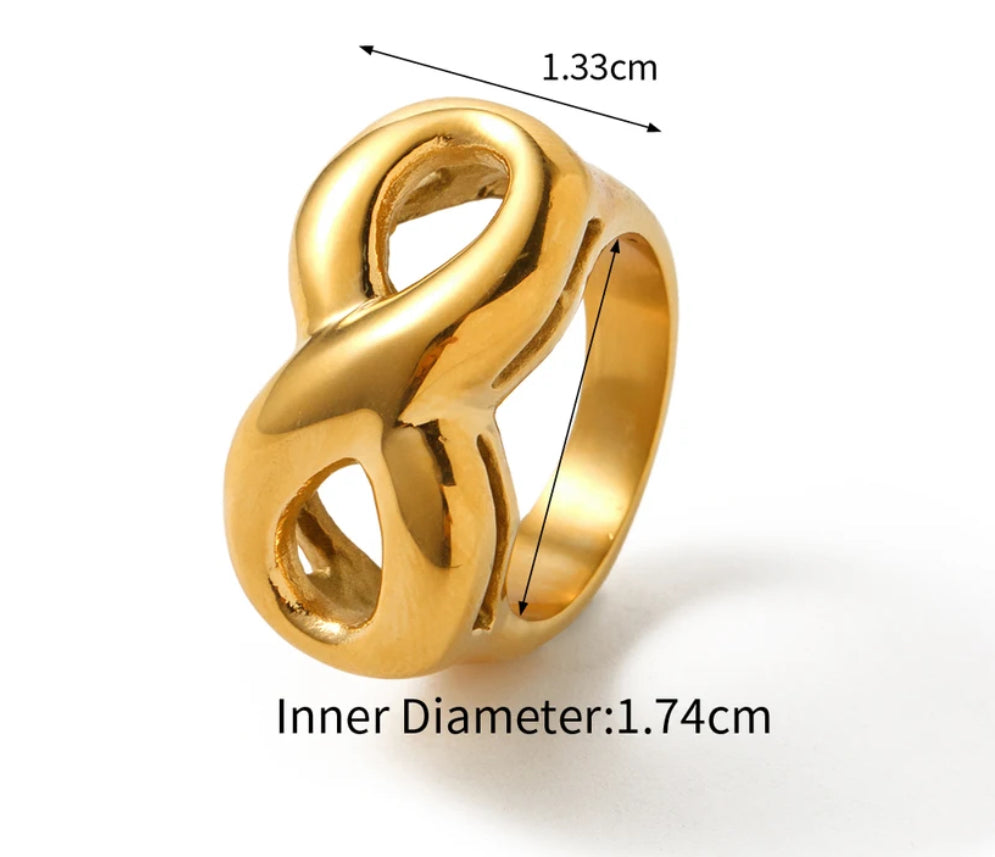 Chunky infinity gold ring measurements