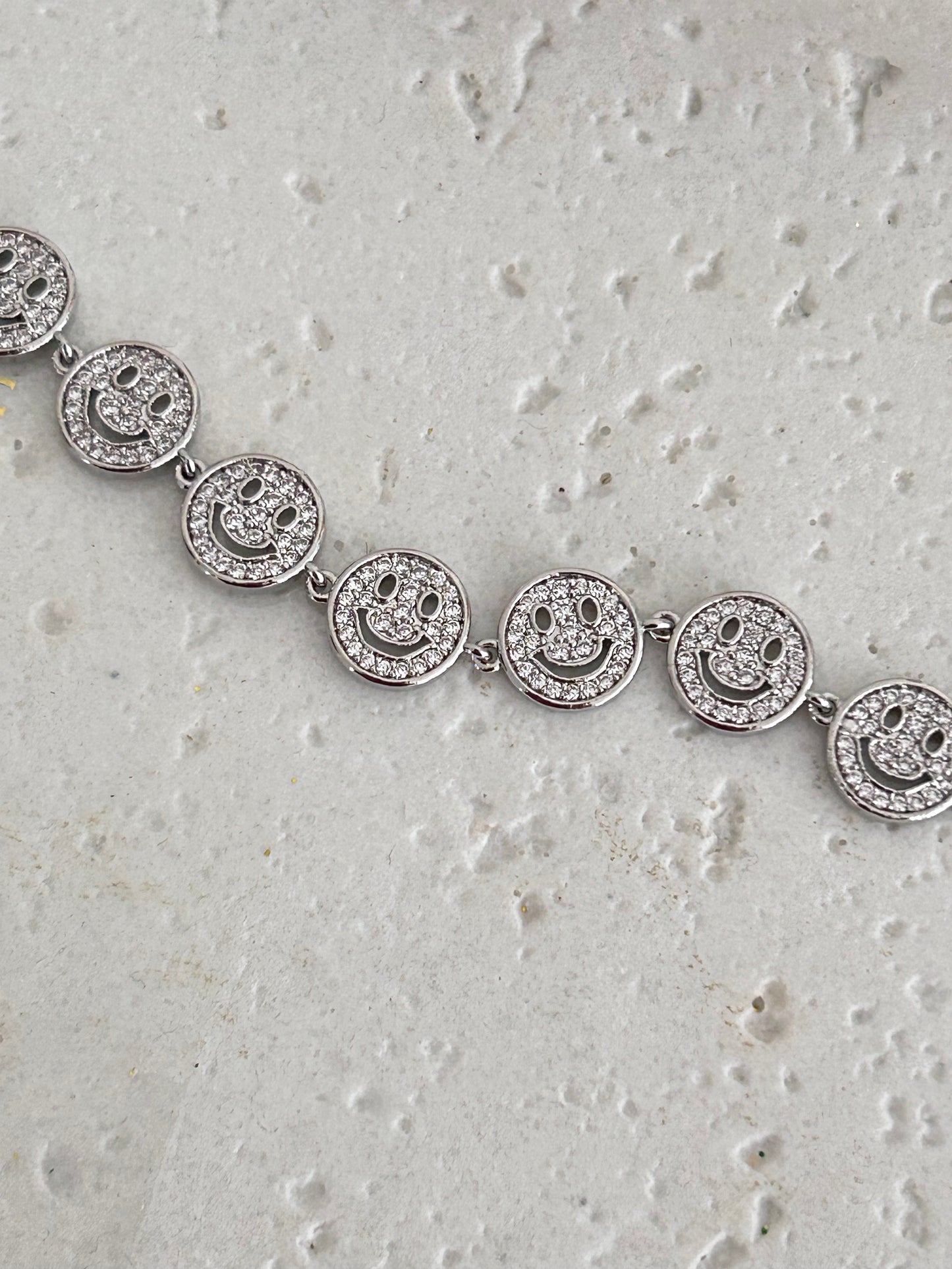 Silver happy face bracelet