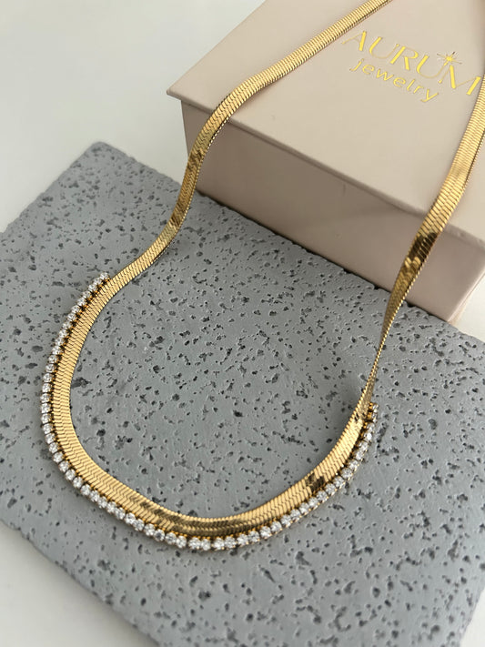 Farida Necklace • Snake Crystal chain Necklace