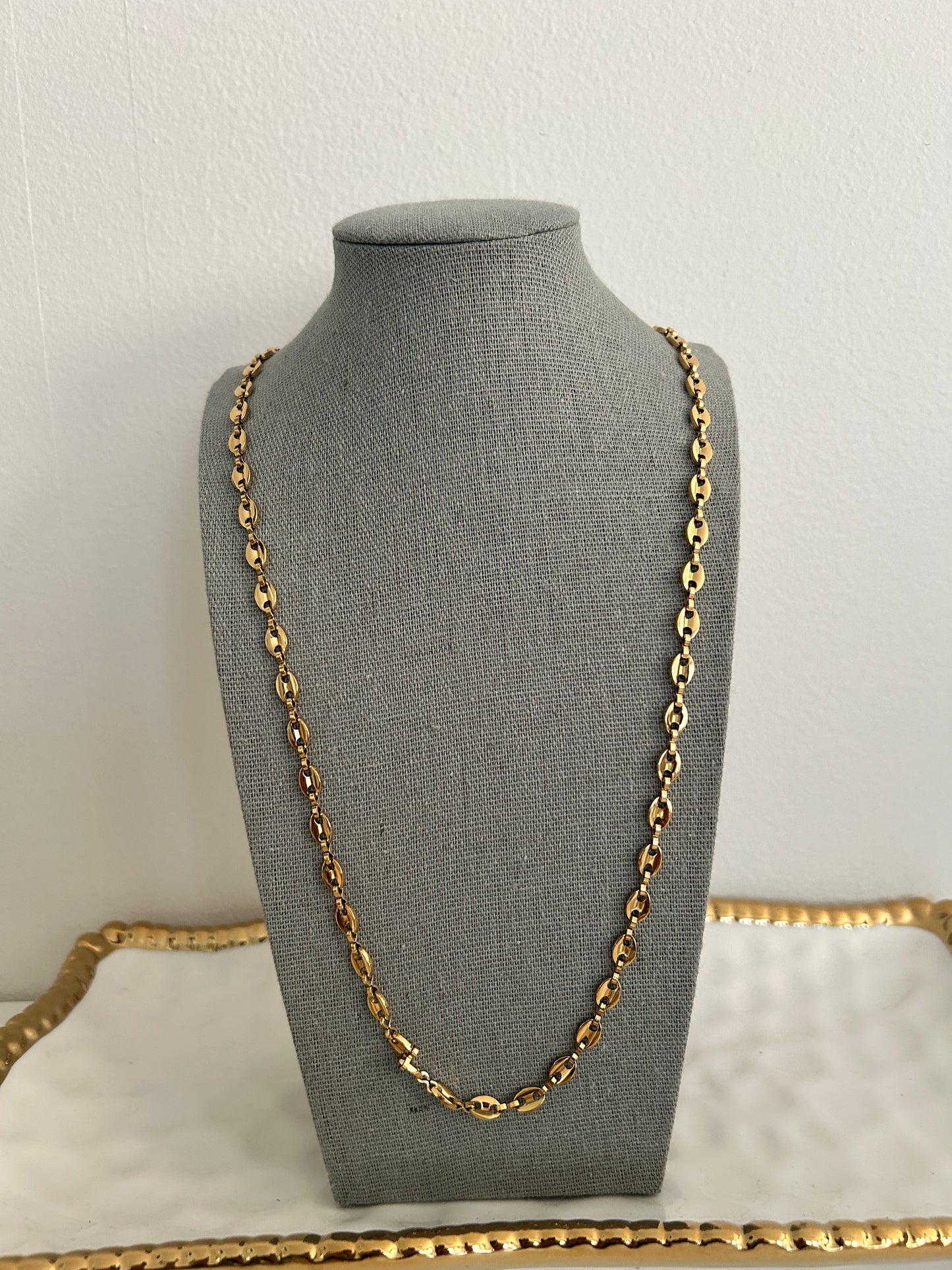 Fox necklace • 24” Gold Coffee bean Link Chain necklace