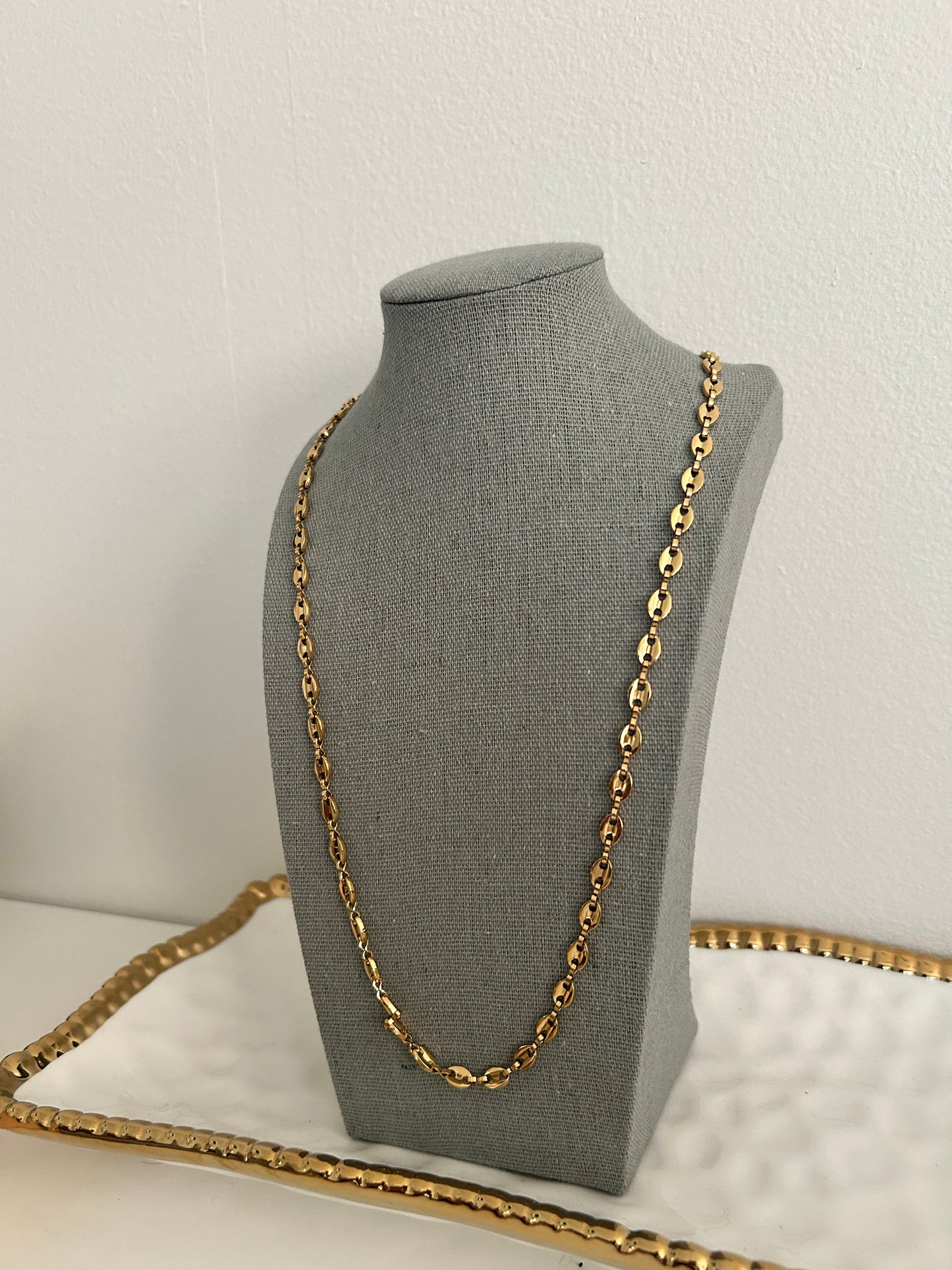 Fox necklace • 24” Gold Coffee bean Link Chain necklace