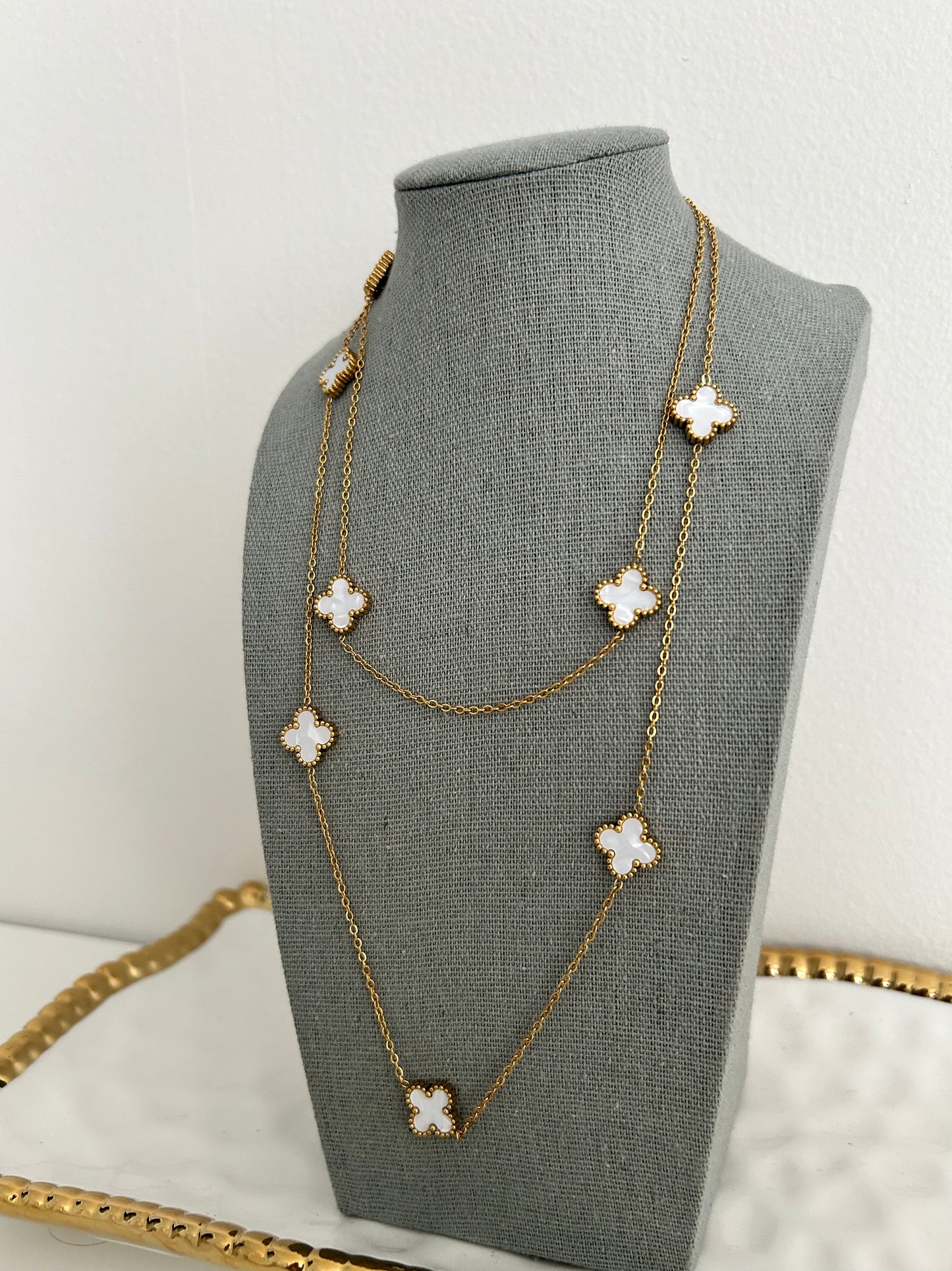 Miha Long Necklace • 34” all over lucky Clover Necklace