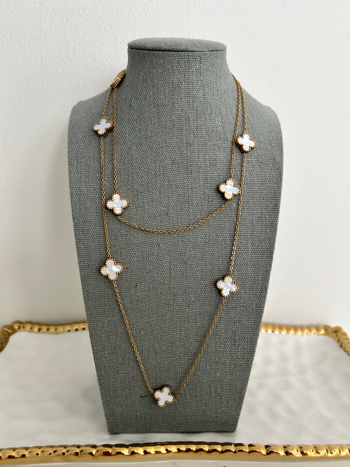 Miha Long Necklace • 34” all over lucky Clover Necklace