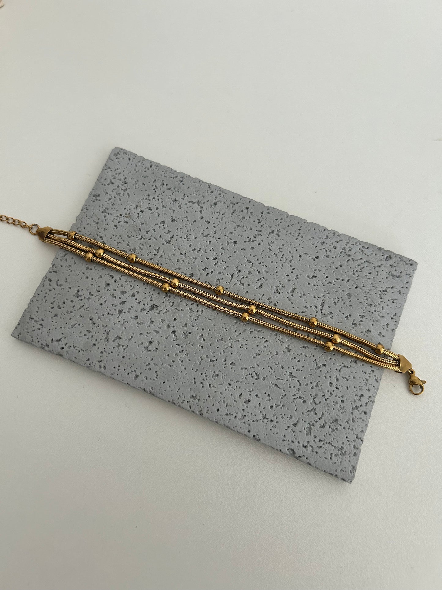 Aira Three-Strands Gold Beaded Bracelet