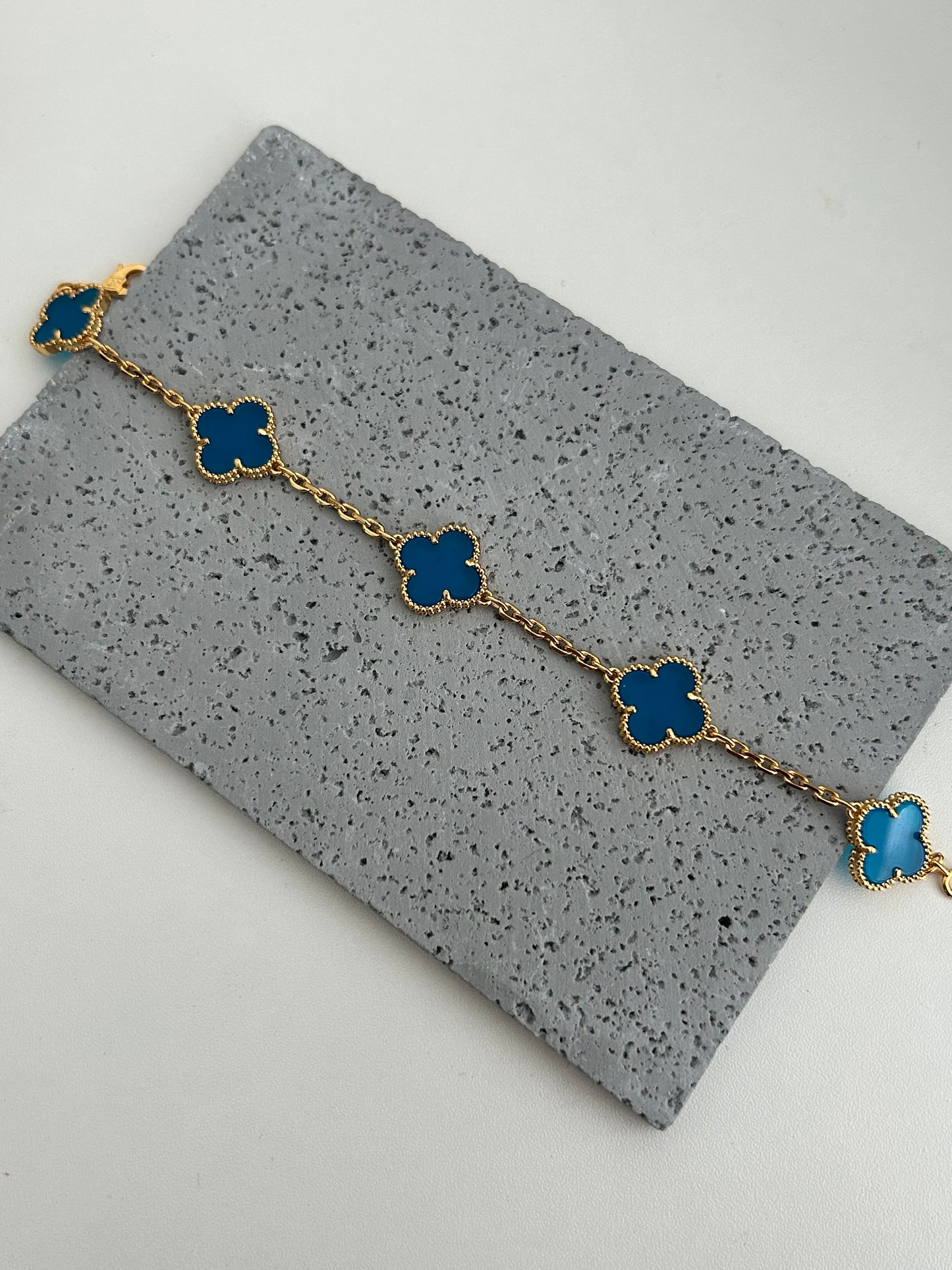 Anya bracelet • Blue agate four leaf clover bracelet