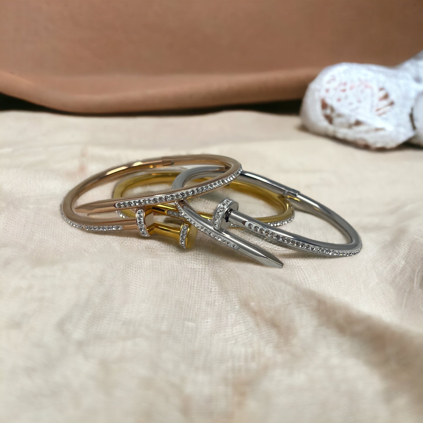 Zainab CZ bangle • Nail bangle embellished with cubic zirconia