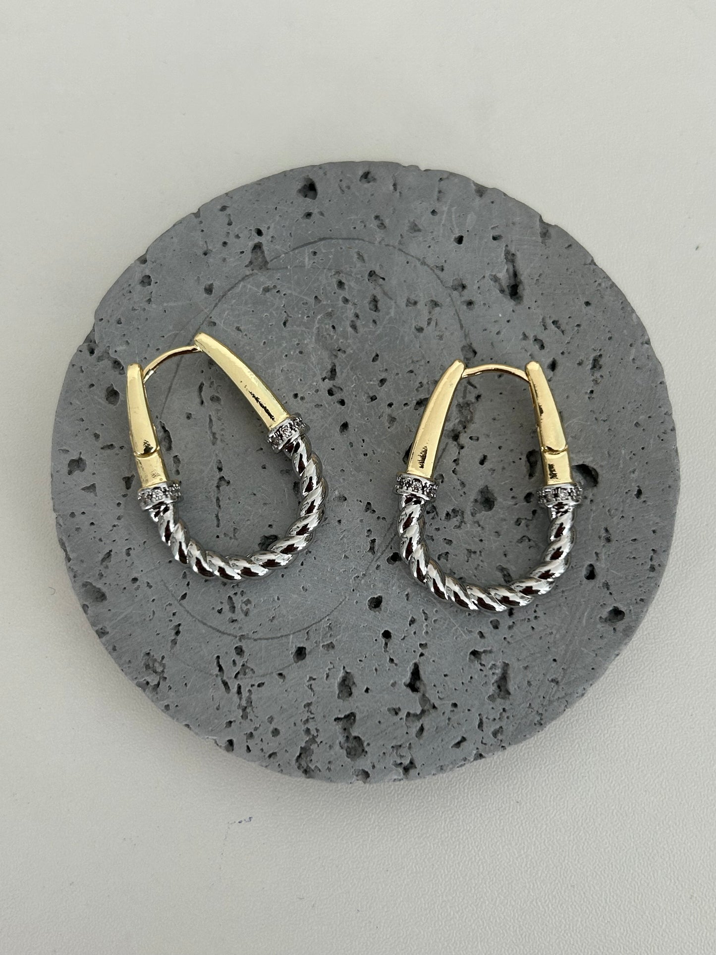 Melissa Hoop Earrings • Two tone hoops