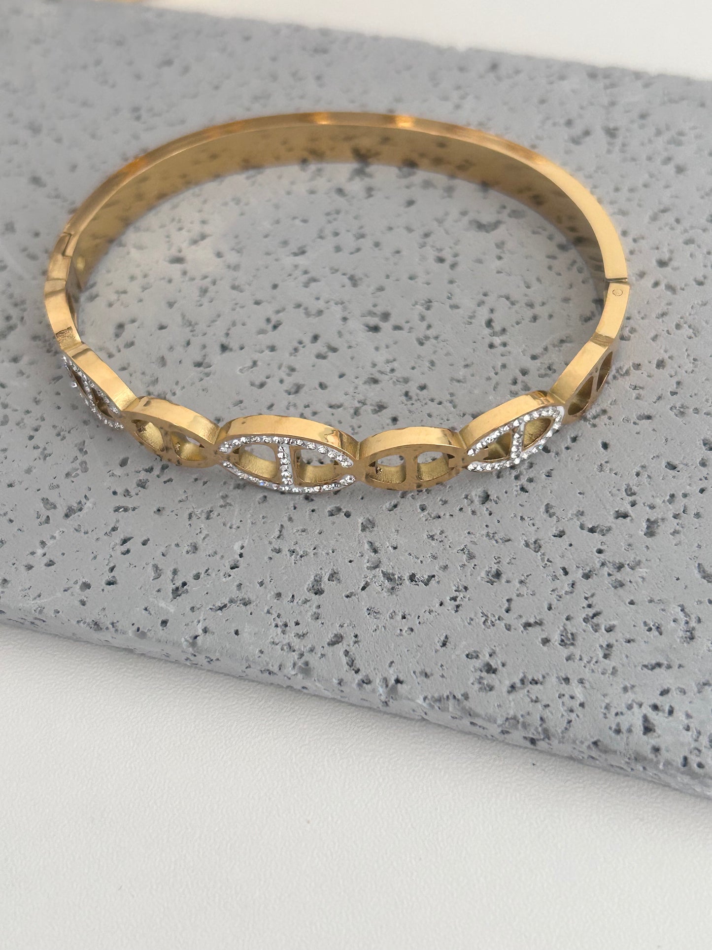 Claire bangle •  Chain link rhinestone bangle