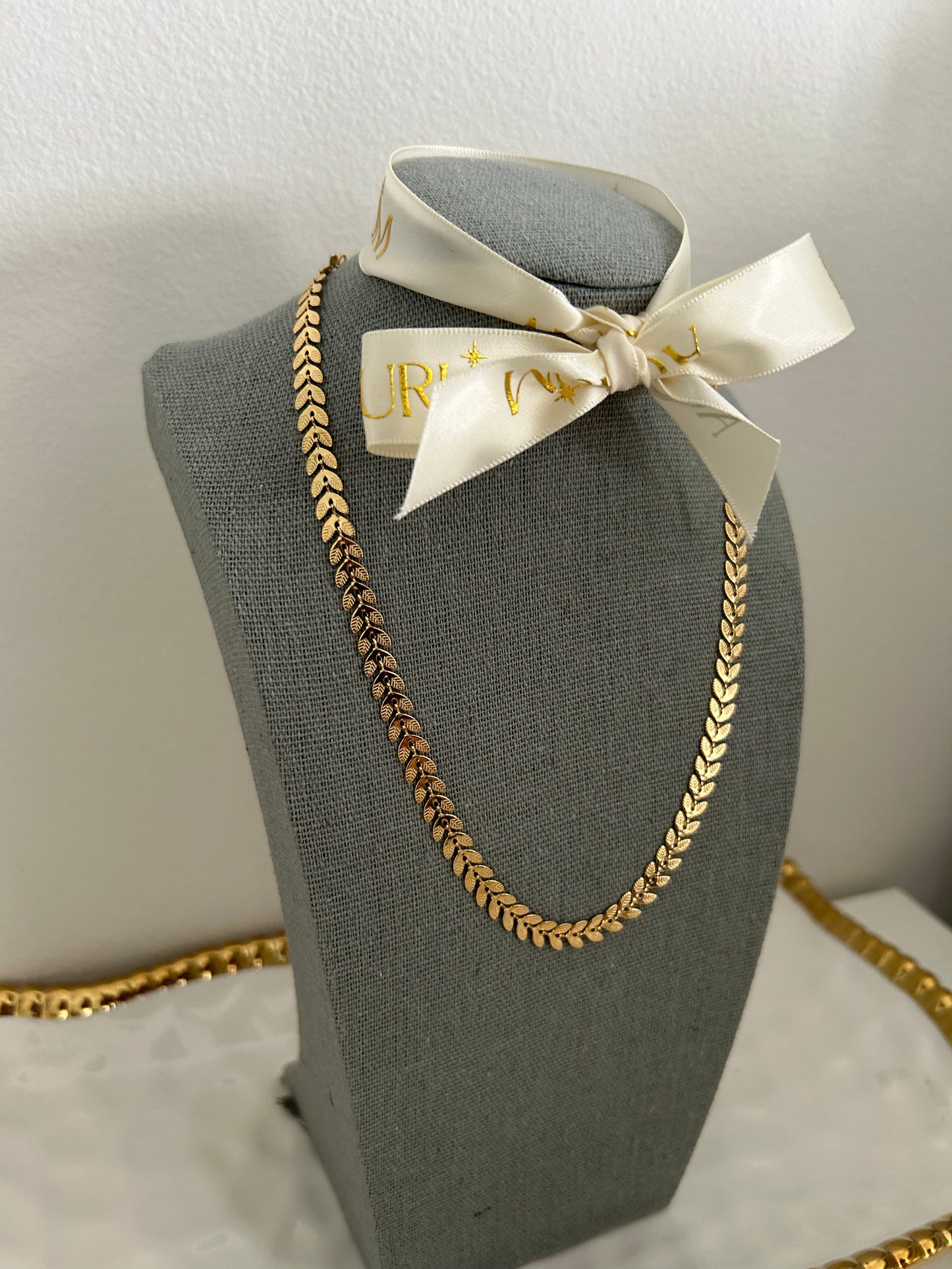 Liliana gold leaf necklace