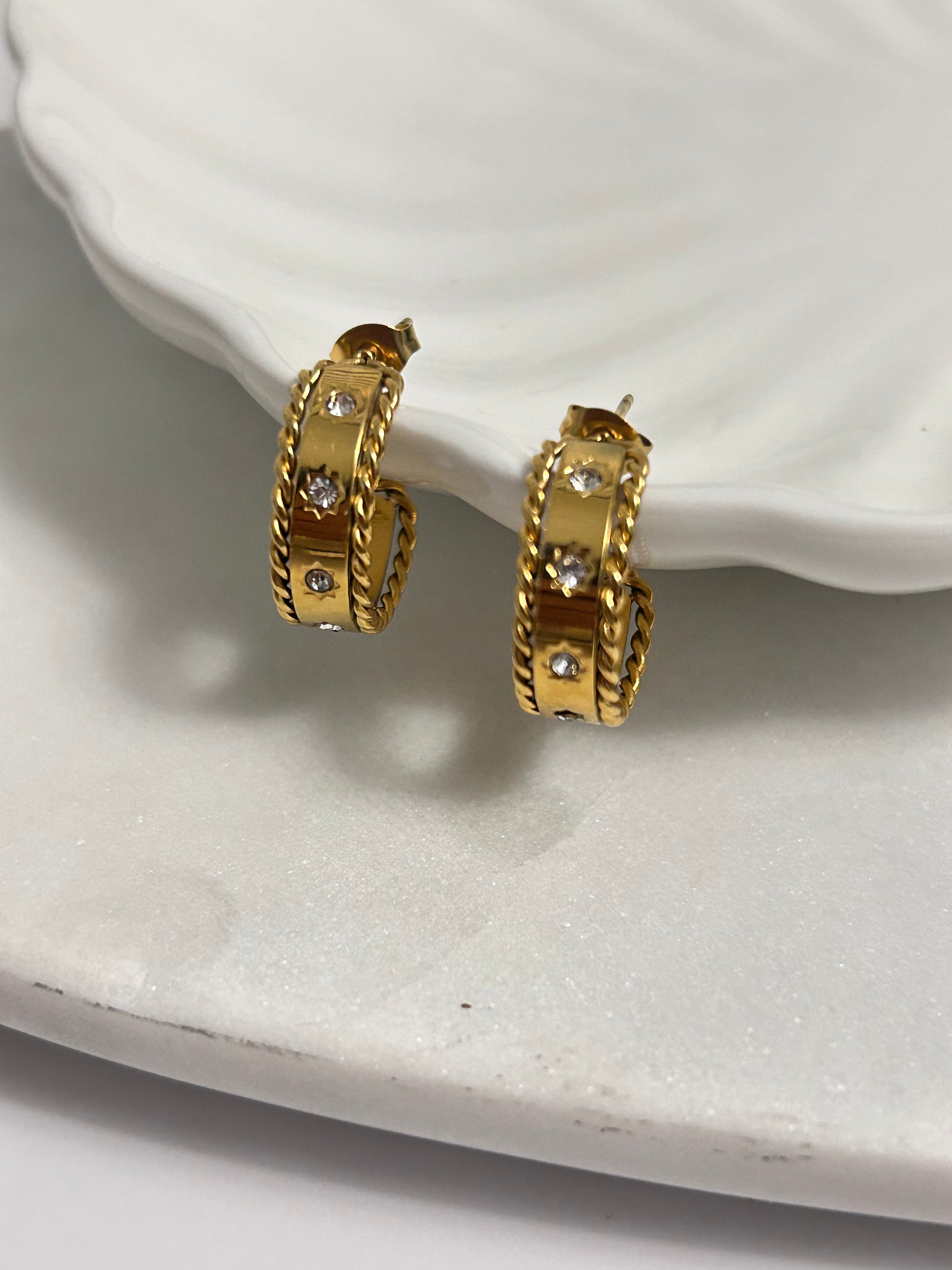 Gold sparkle hoop earrings