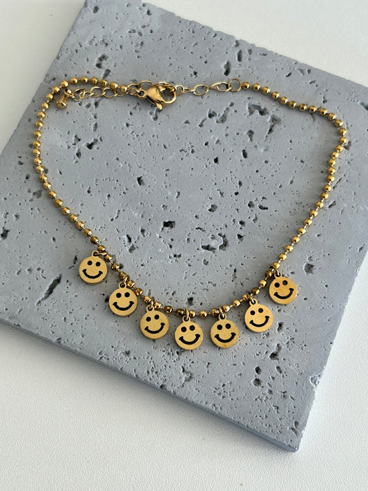 Kylie anklet • Happy face anklet