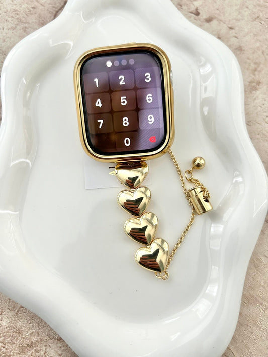 Aliza Apple Gold Metal Heart Apple watchband - Aurum Jewelry & Accessories